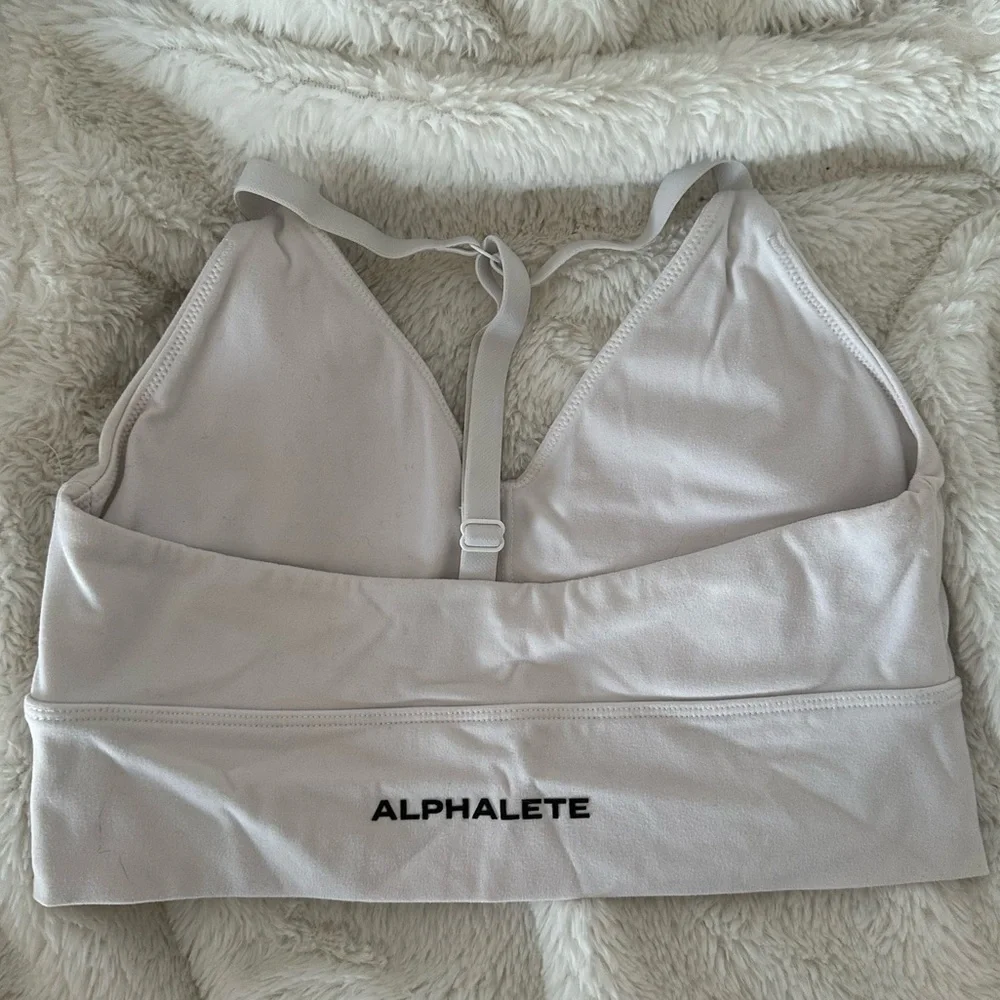 Alphalete Logo Sports Bra- White - Picture 2 of 5